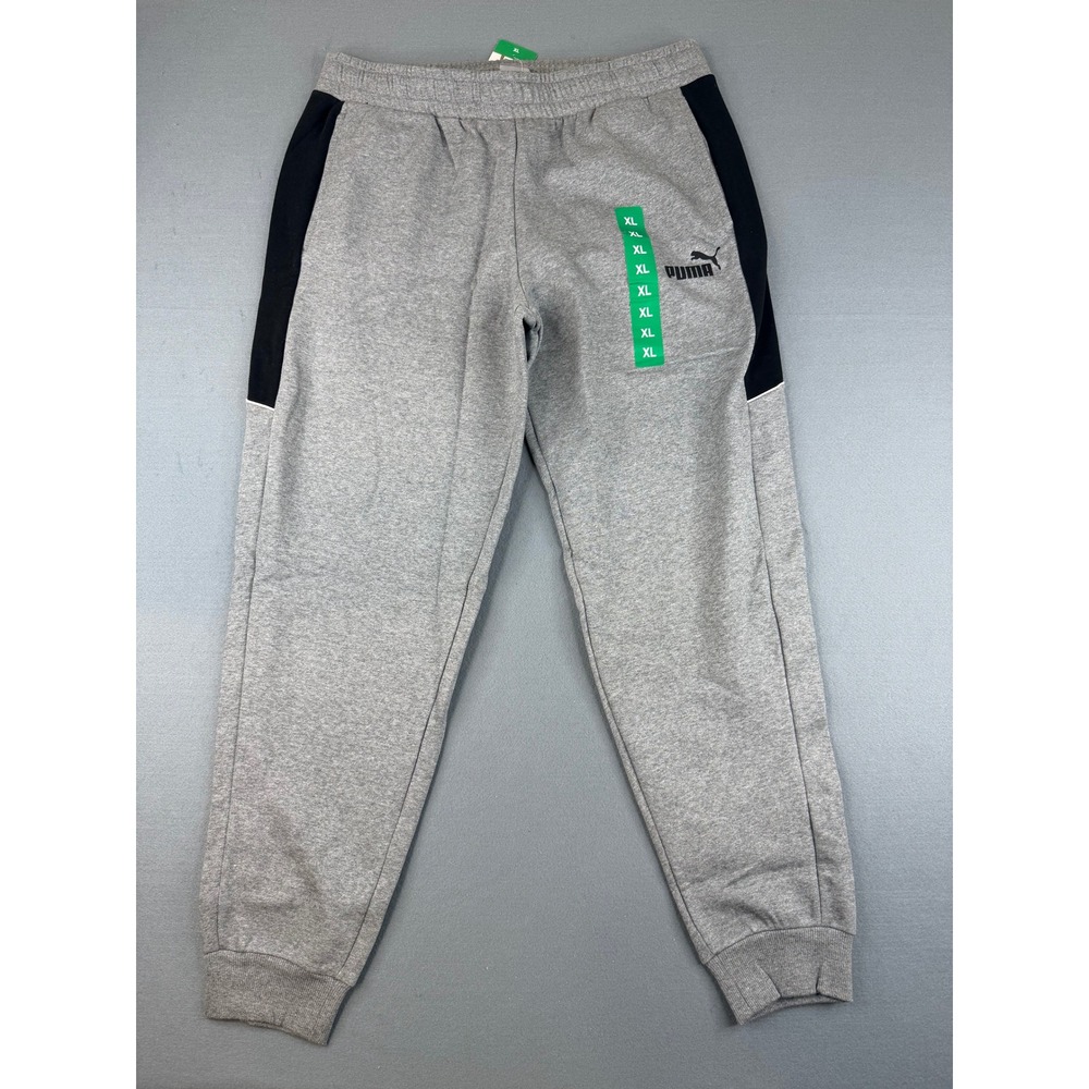 Puma Jogger Sweatpants Mens XL Gray Black Colorblock Athletic Gym‎ Pants